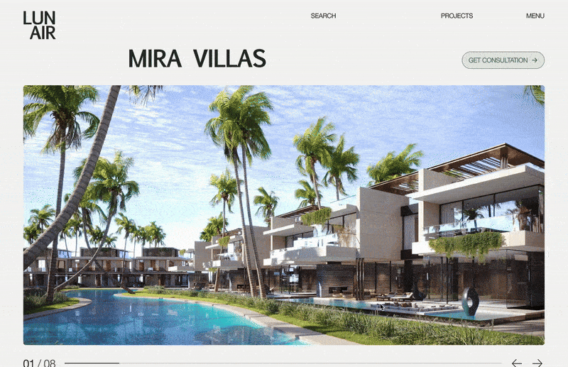 Lunair property detail page showcase.